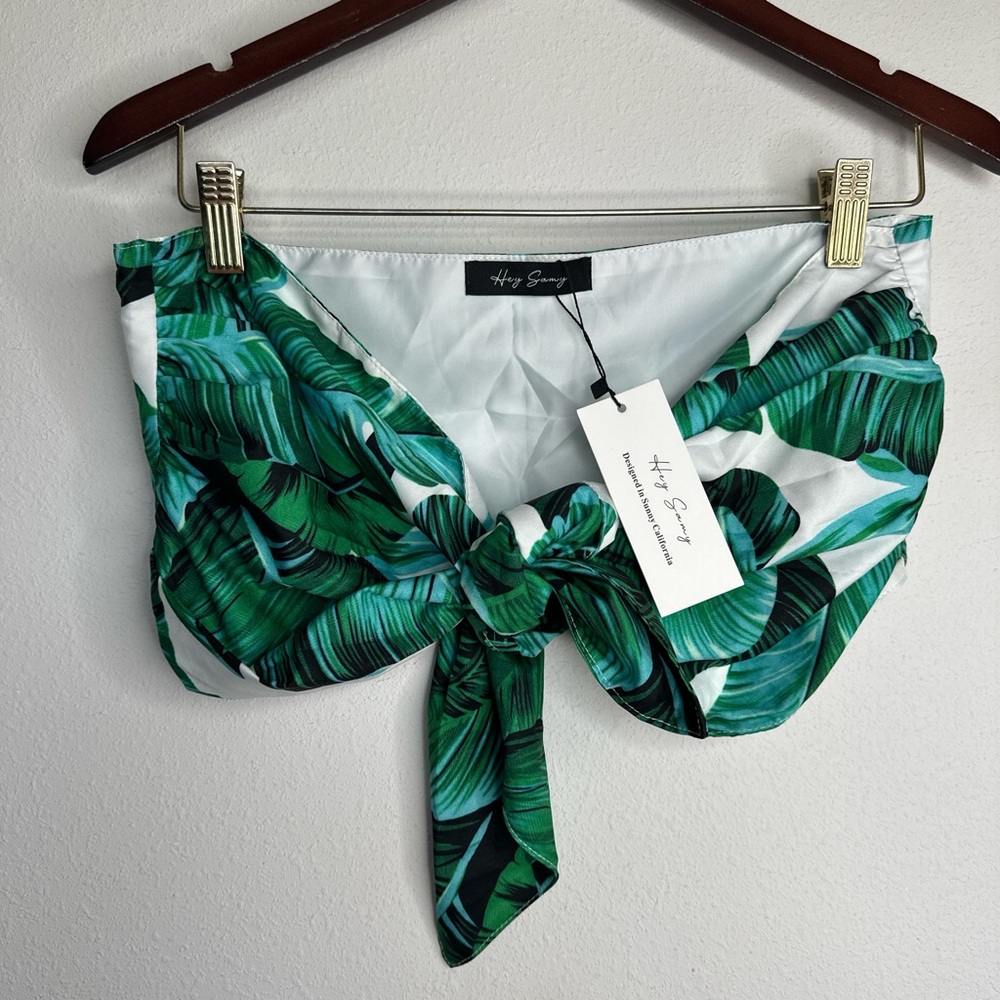 Leaf Print Bandeau by [Hey Sammy] - Green and white